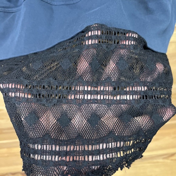 Public School NYC Dress Large Blue Sleeveless Sweatshirt Dress Lace Trim B86 - Picture 11 of 16